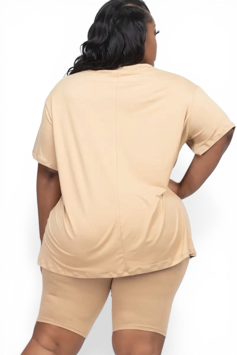 Curvy Loose Fit {Oversized} Top & Bike Shorts Set  {BTP3021X}