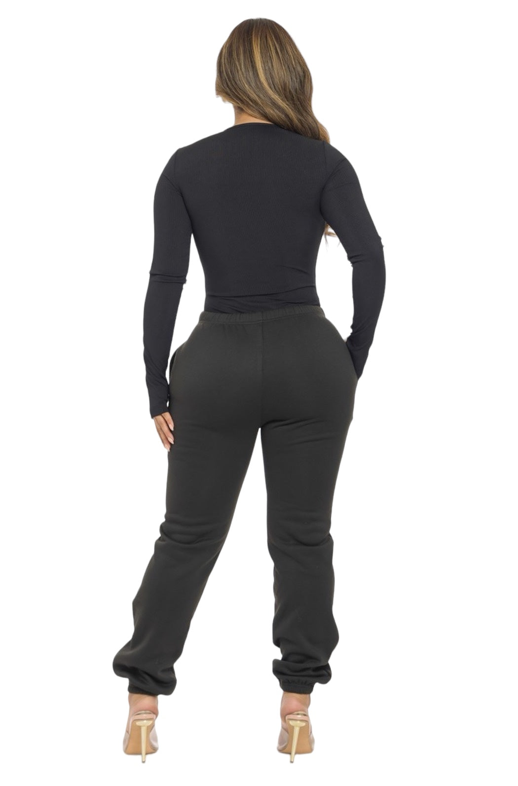 Ribbed HAND MADE Bodysuit and Jogger Pants Set