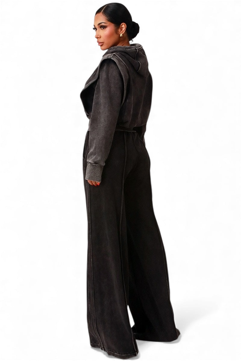 Crop Hoodie And Wide Leg SweatSuit