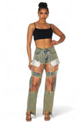 Elaine Rhinestone Chain Embellished Denim Jeans