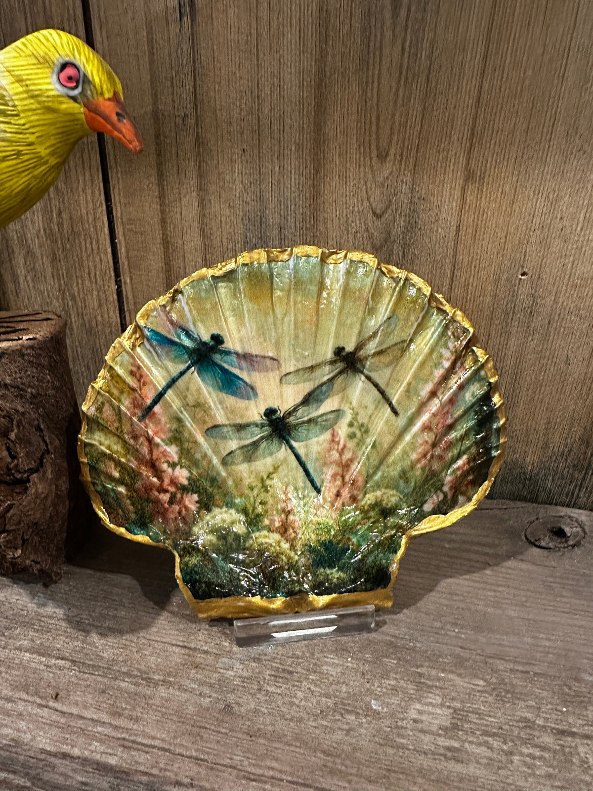 Garden Decoupaged Irish Flat Scallop Shell