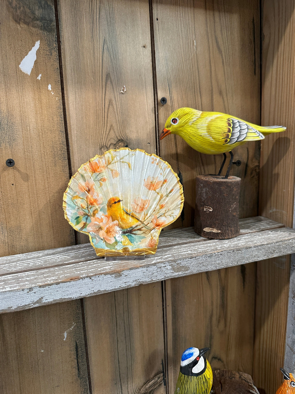 Garden Decoupaged Irish Flat Scallop Shell