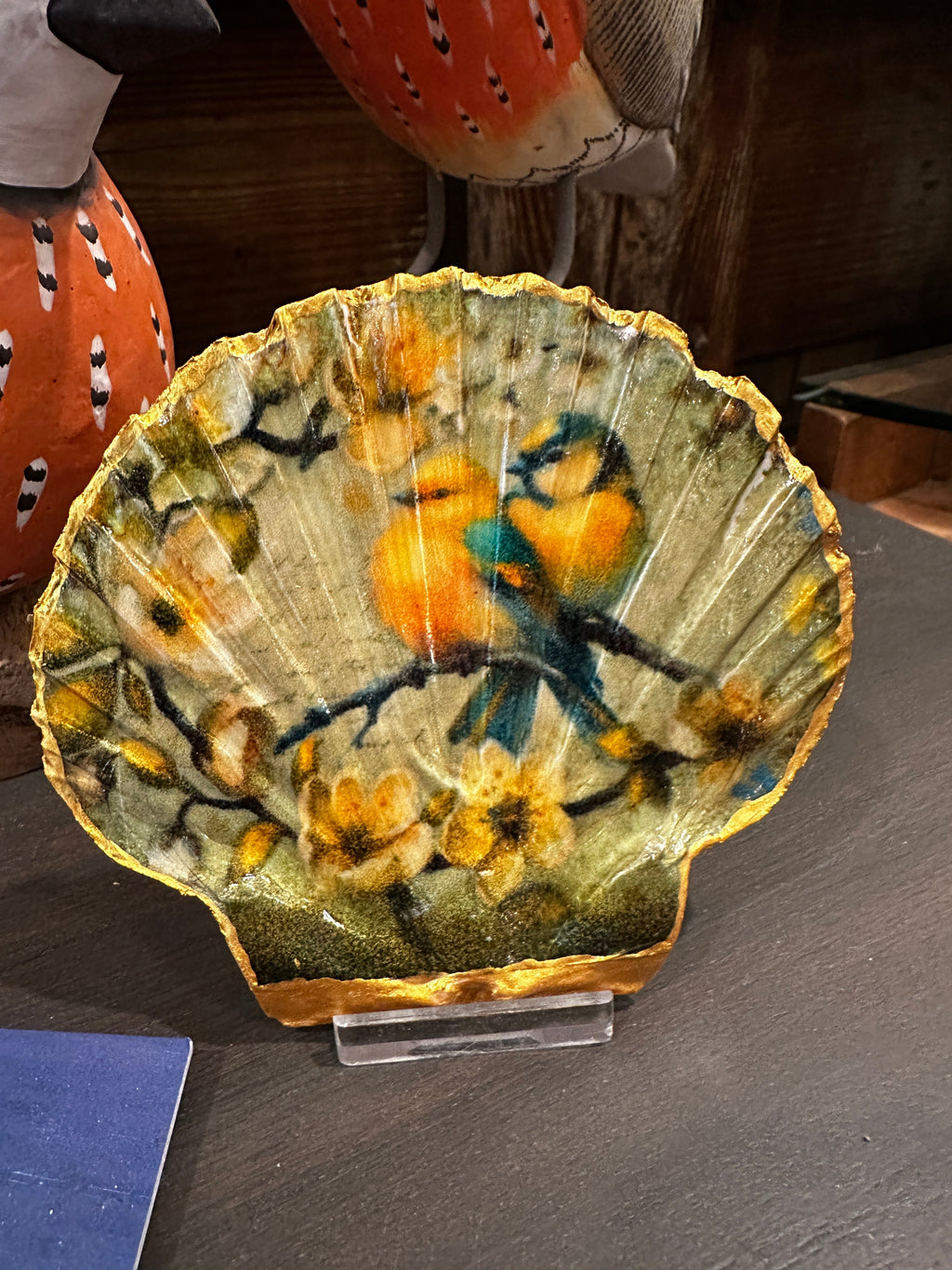 Garden Decoupaged Irish Flat Scallop Shell