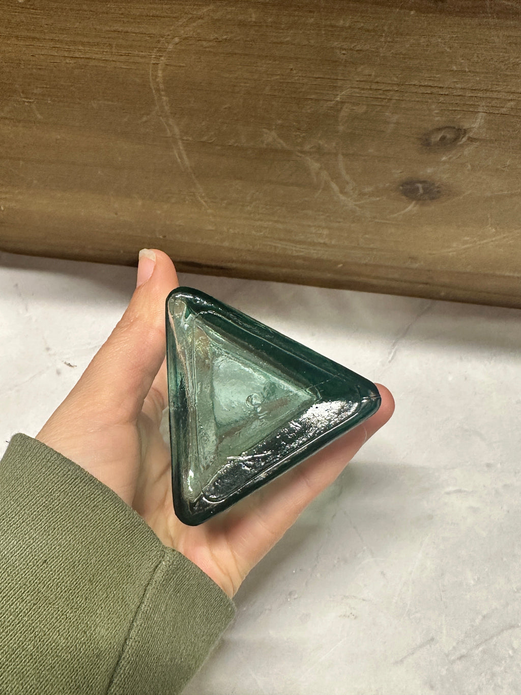 Vintage Glass Triangle Bottle
