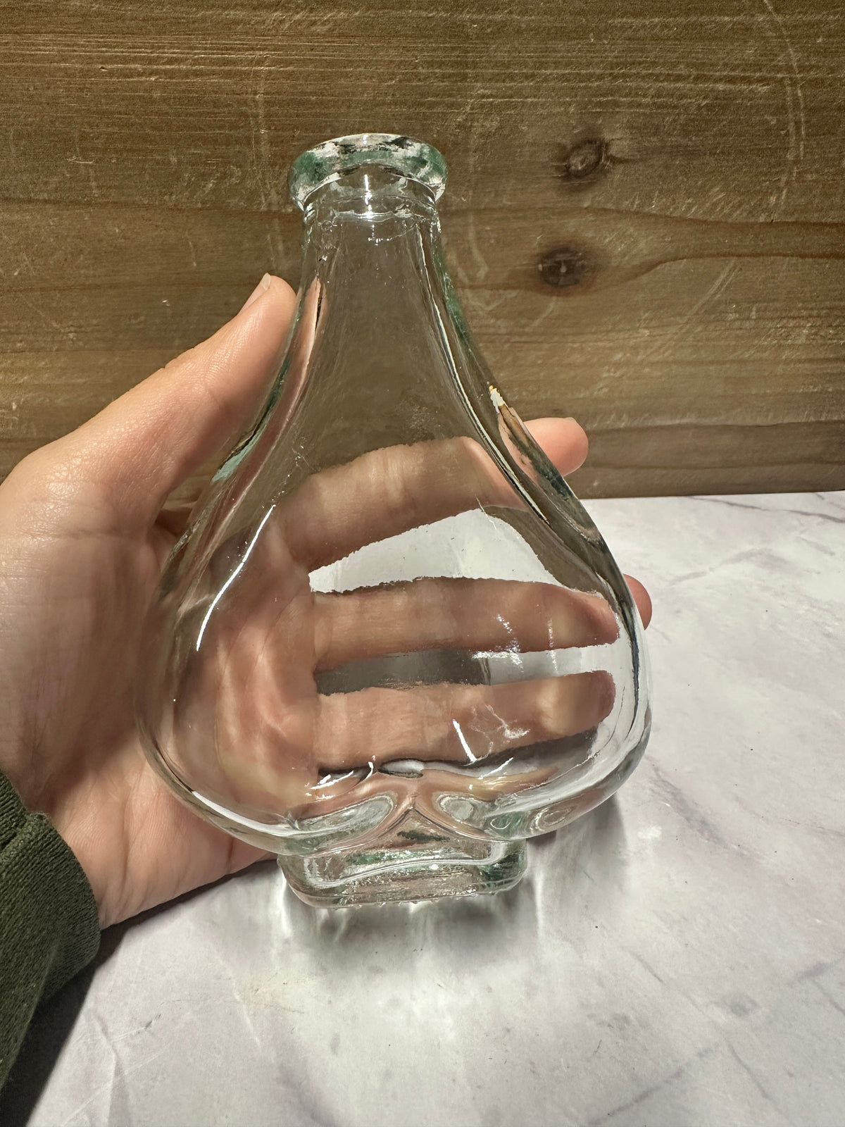 Vintage Clear Pear-Shaped Glass Bottle