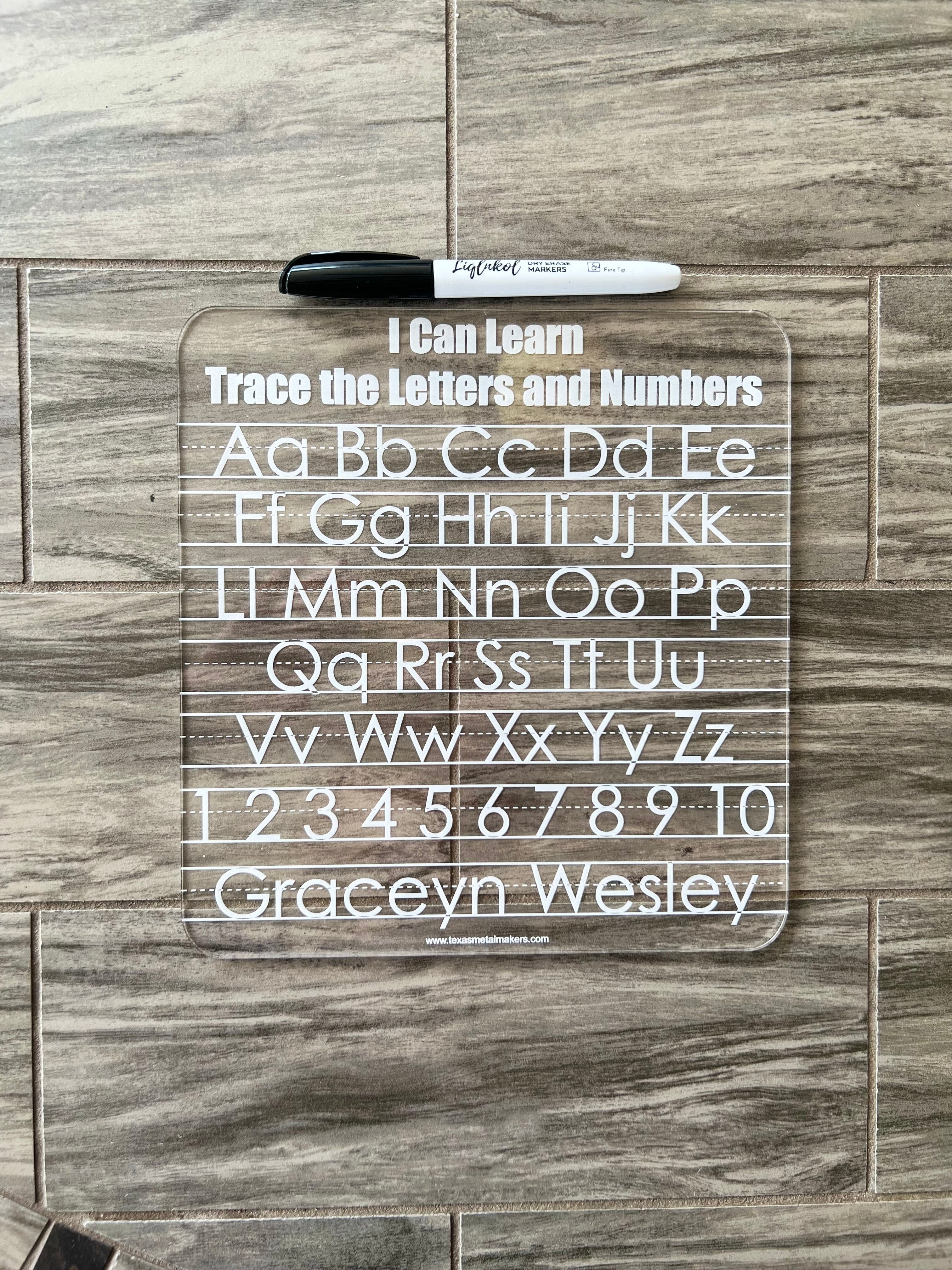Dry Erase Letter Number and Name Tracing Board | Washable Writing Board | Learning Board | Name Practice Board | ABC Tracing Board