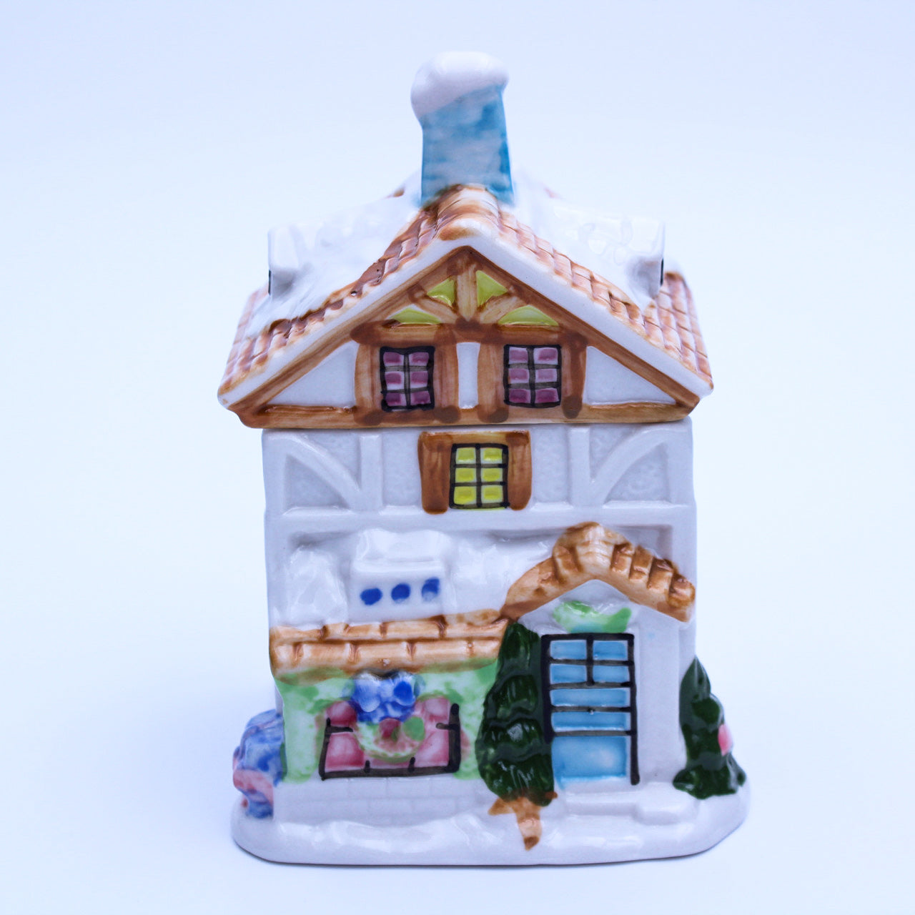 Houston Harvest Ceramic Christmas Cottage Teapot with Tea Caddy