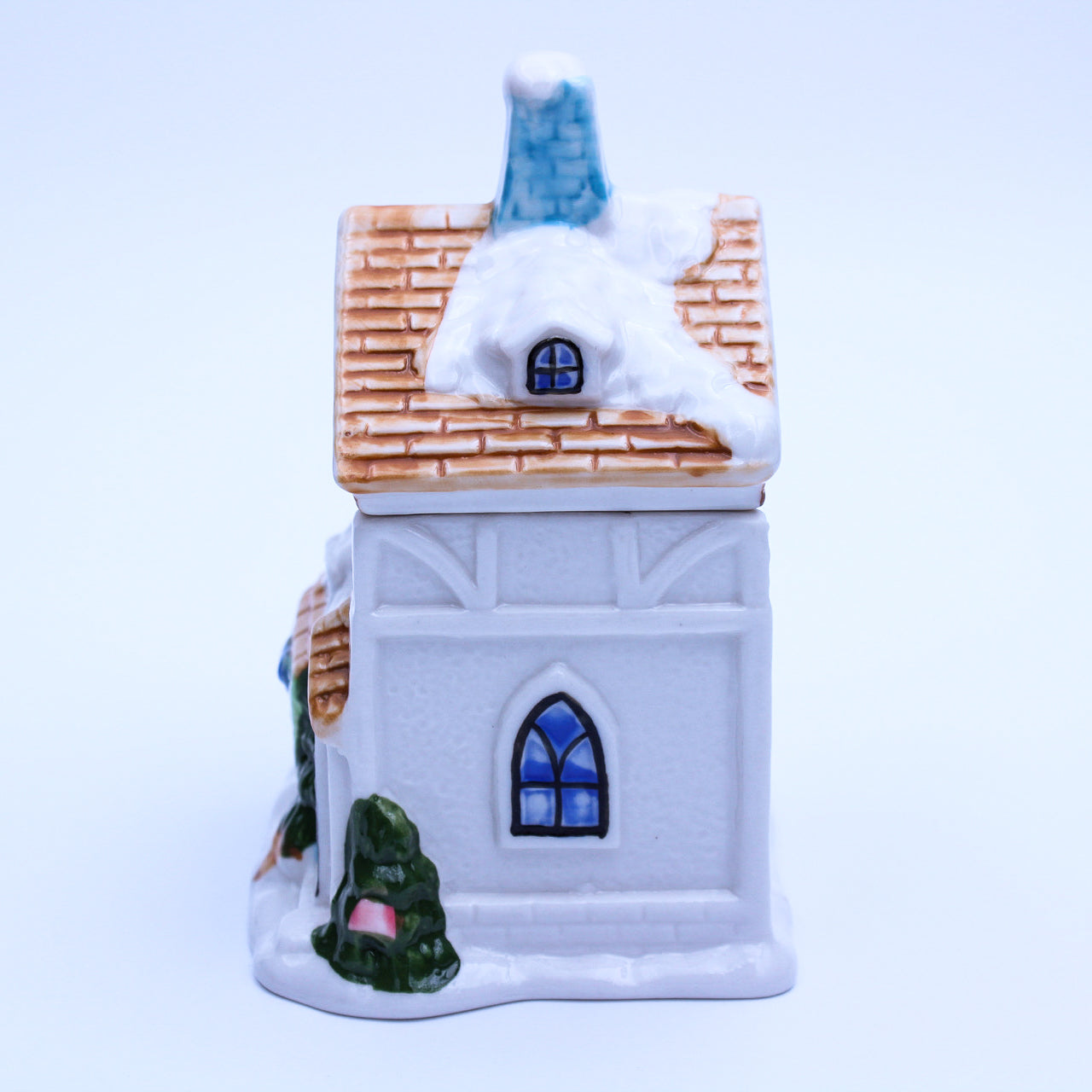 Houston Harvest Ceramic Christmas Cottage Teapot with Tea Caddy
