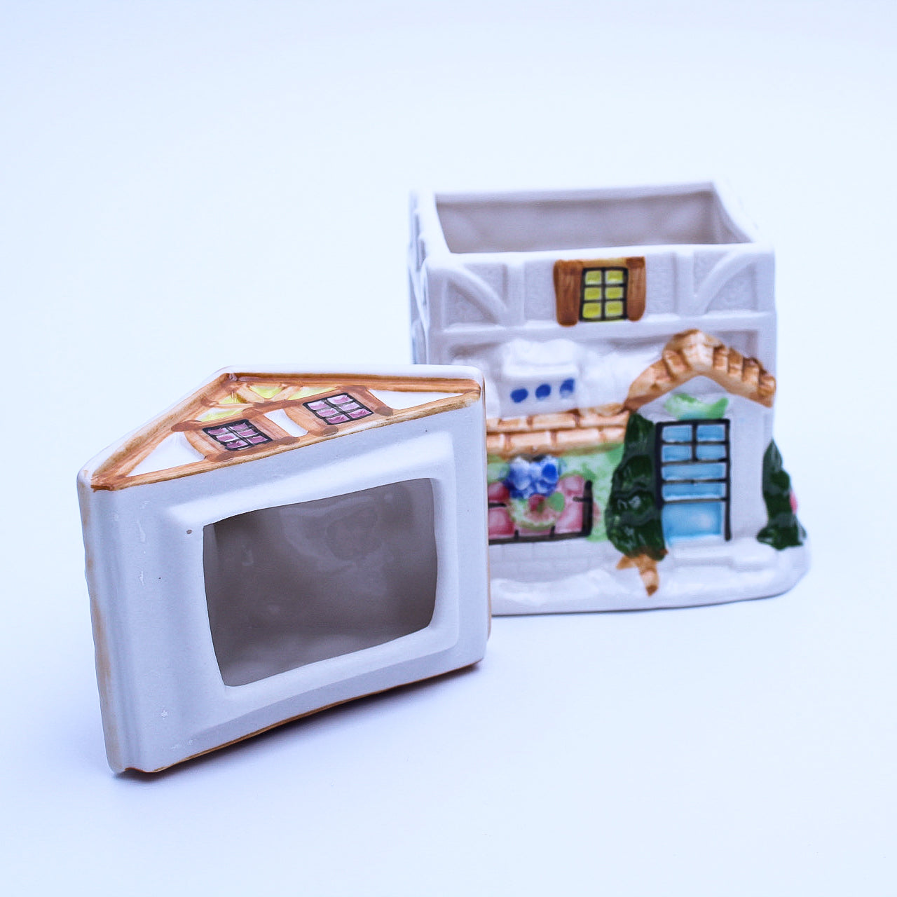 Houston Harvest Ceramic Christmas Cottage Teapot with Tea Caddy