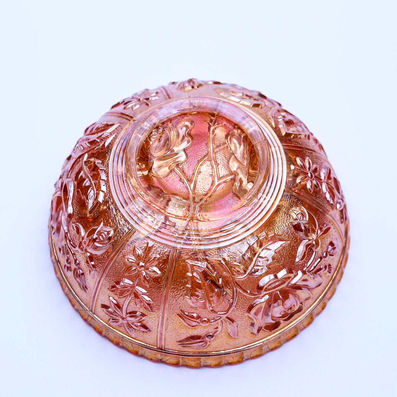 Imperial Luster Rose Marigold Carnival Glass Bowl 4 7/8"