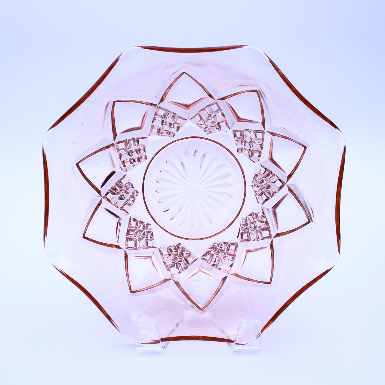 Hazel‑Atlas Diamond Arches Pink Depression Glass Bowl 8"