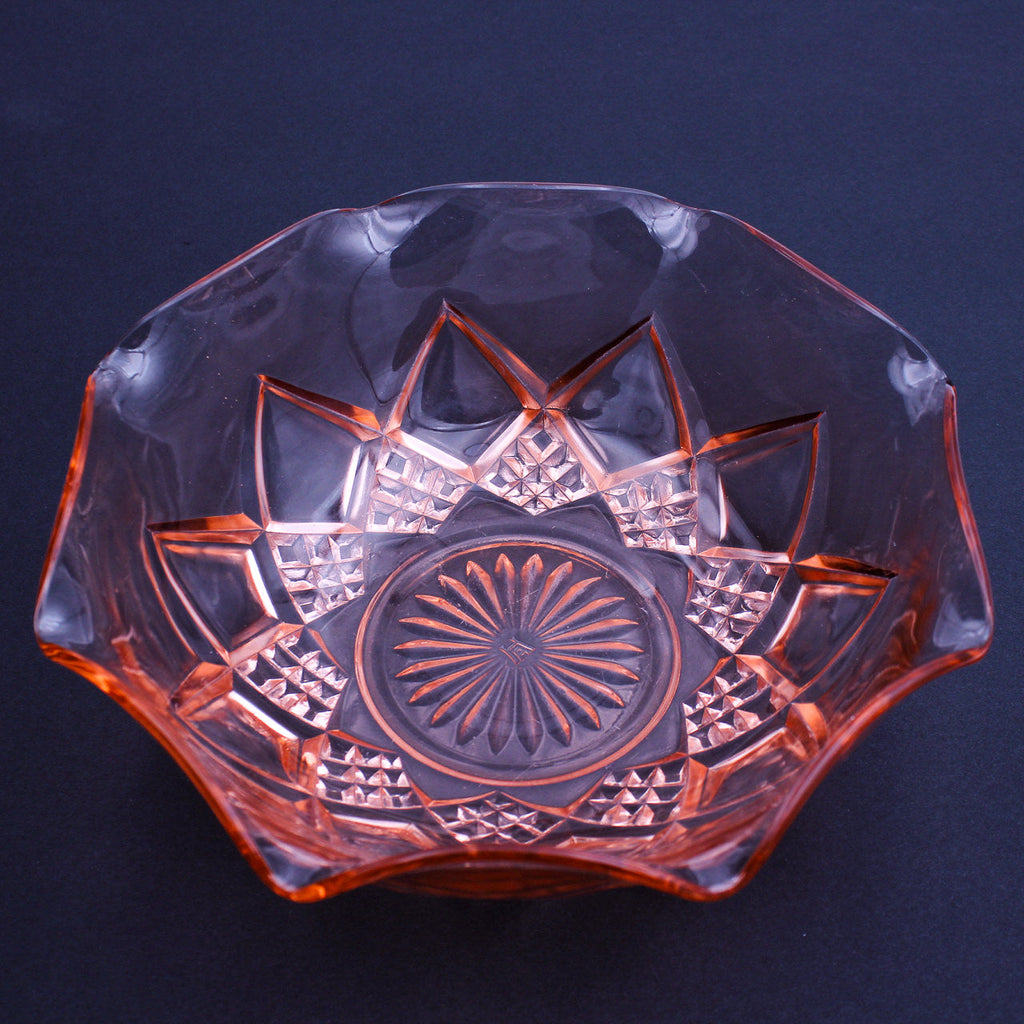 Hazel‑Atlas Diamond Arches Pink Depression Glass Bowl 8"