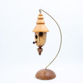Hand‑Turned Wood Birdhouse Ornament with Stand 13.5"