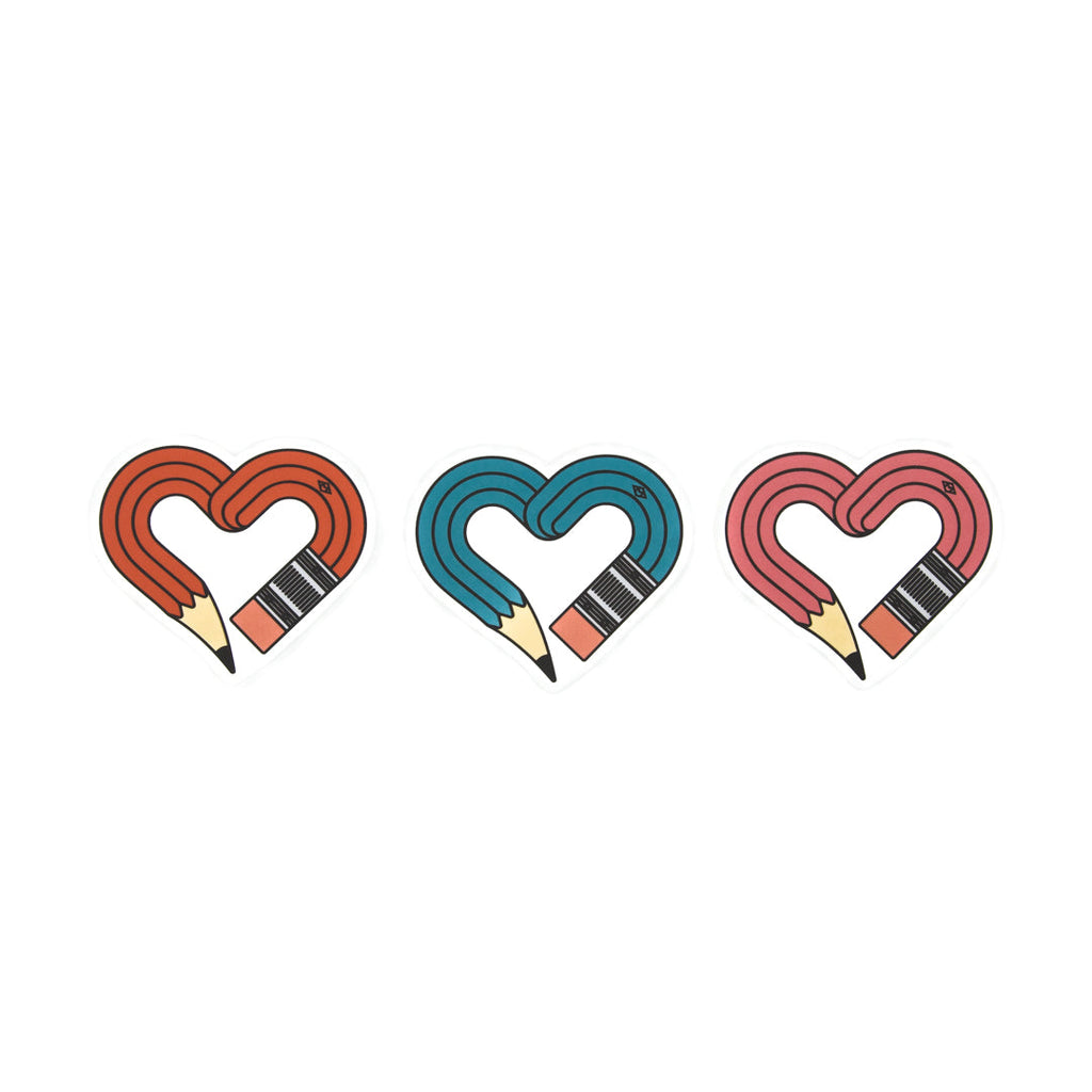Designer Stickers - Pencil Heart Set - Pack of 3