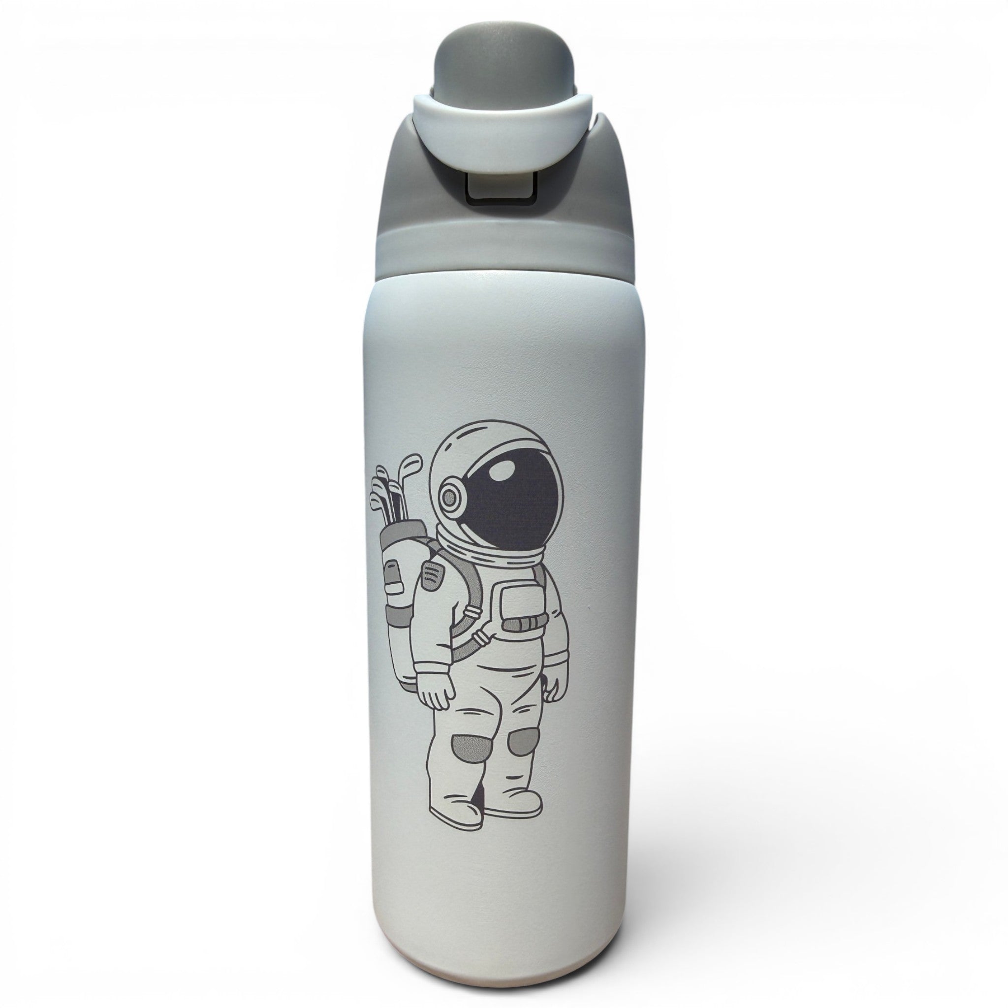 Astronaut Walker (White Out) Hydration Bottle | 32oz Insulated Stainless Steel | Flip Straw Lid w/ Handle