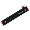 Black/Red Magnetic Golf Cart Strap Sleeve | Neoprene Rubber | Dual Accessory Magnets | Glove Holder with Velcro | Carabiner Bag Attachment | 18.5 x 3.5 in