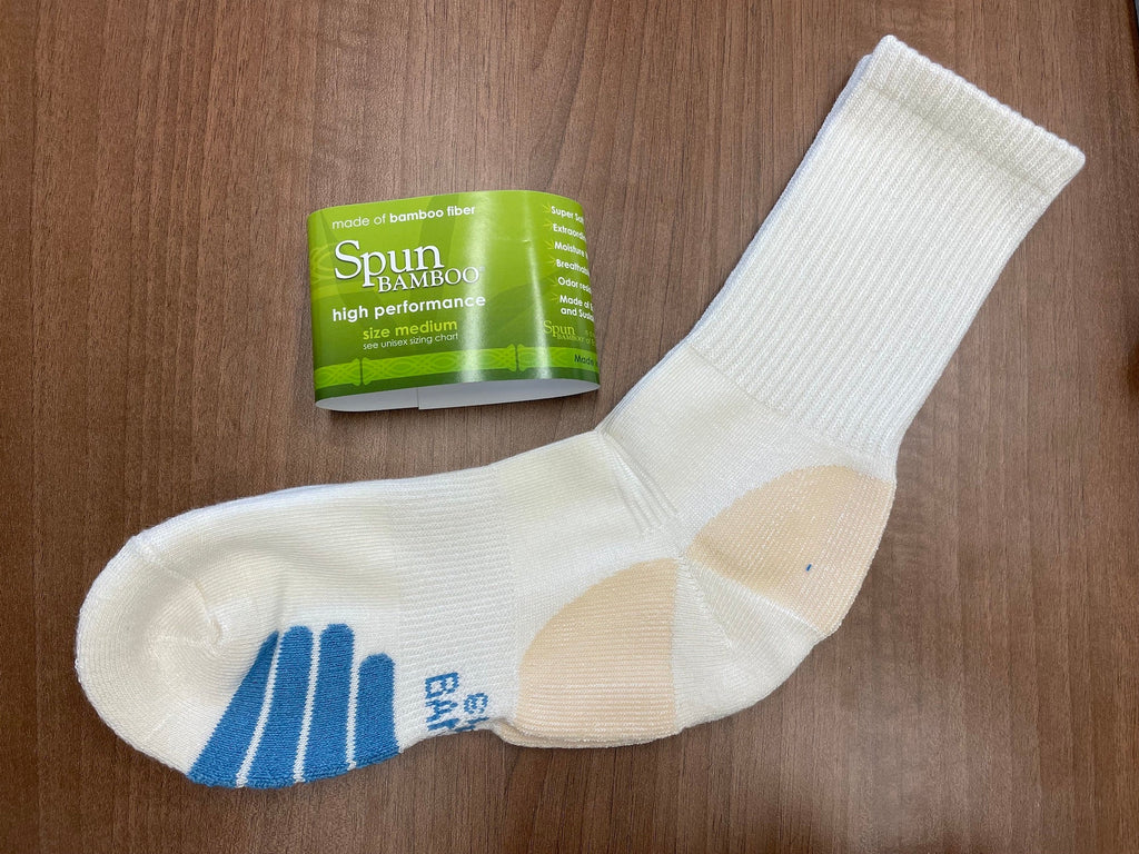 High Performance Crew Bamboo Viscose Socks – Natural with Blue Padding, 12-Pack
