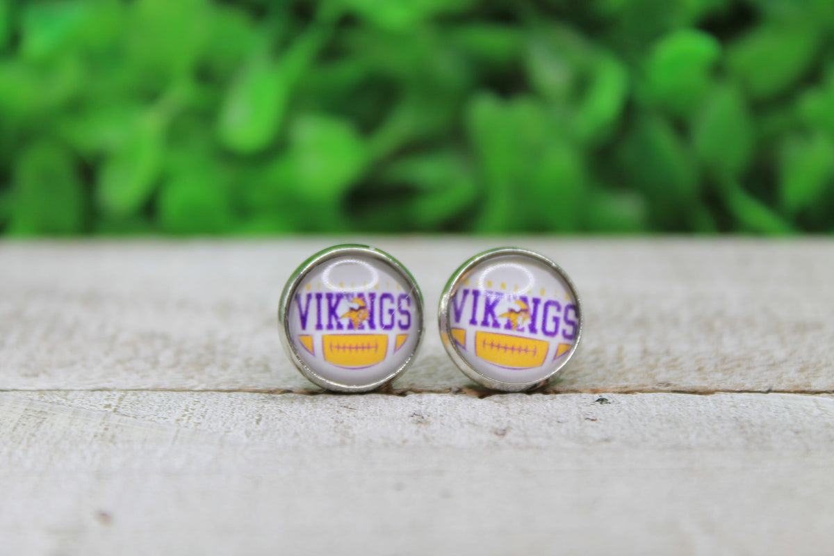 Vikings Football Glass Stud Earrings