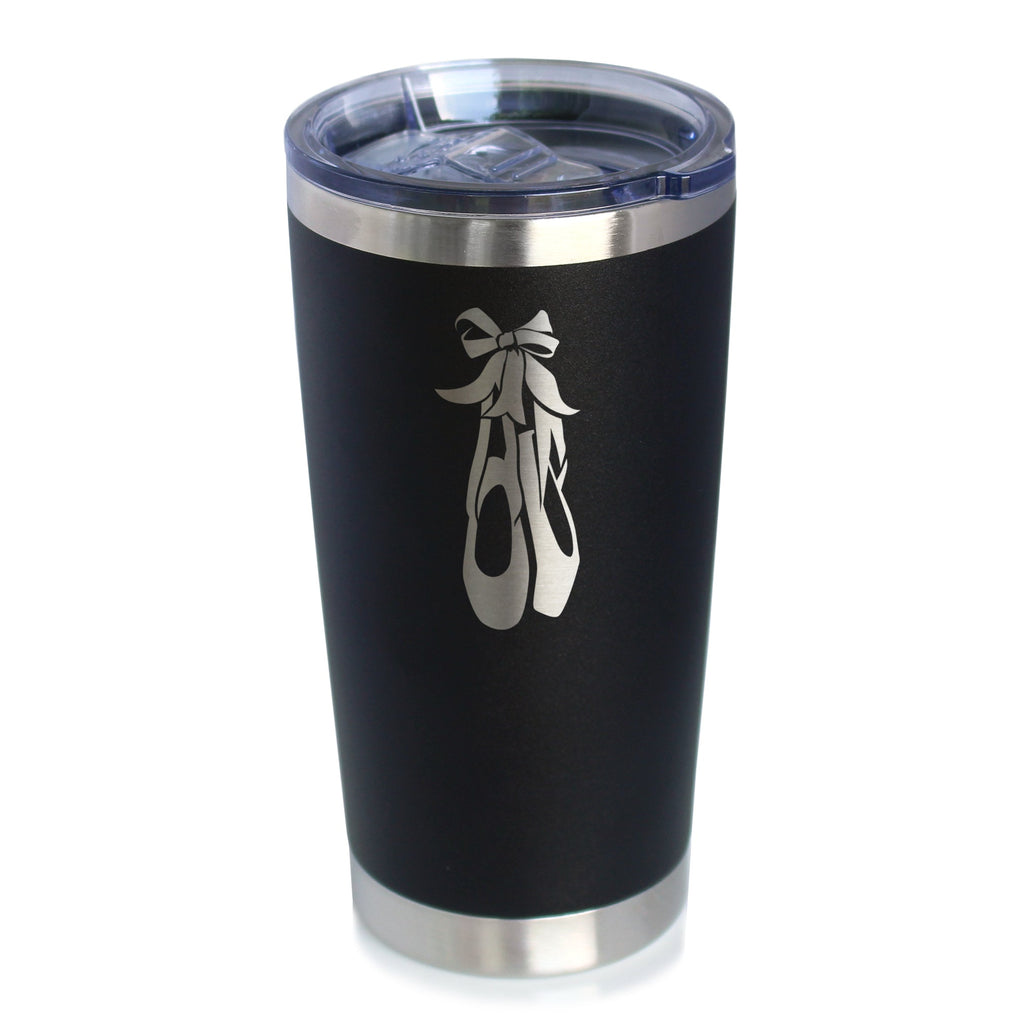 Ballet Shoes - Insulated Coffee Tumbler Cup with Sliding Lid - Stainless Steel Insulated Mug - Ballerina and Dance Teacher Gifts