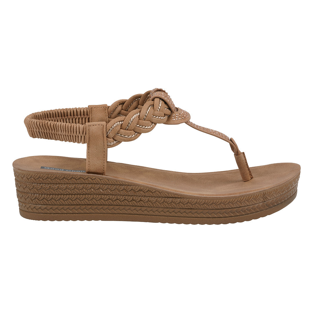 Women's Ivana Tan Embellished Cross Strap Wedge Sandals