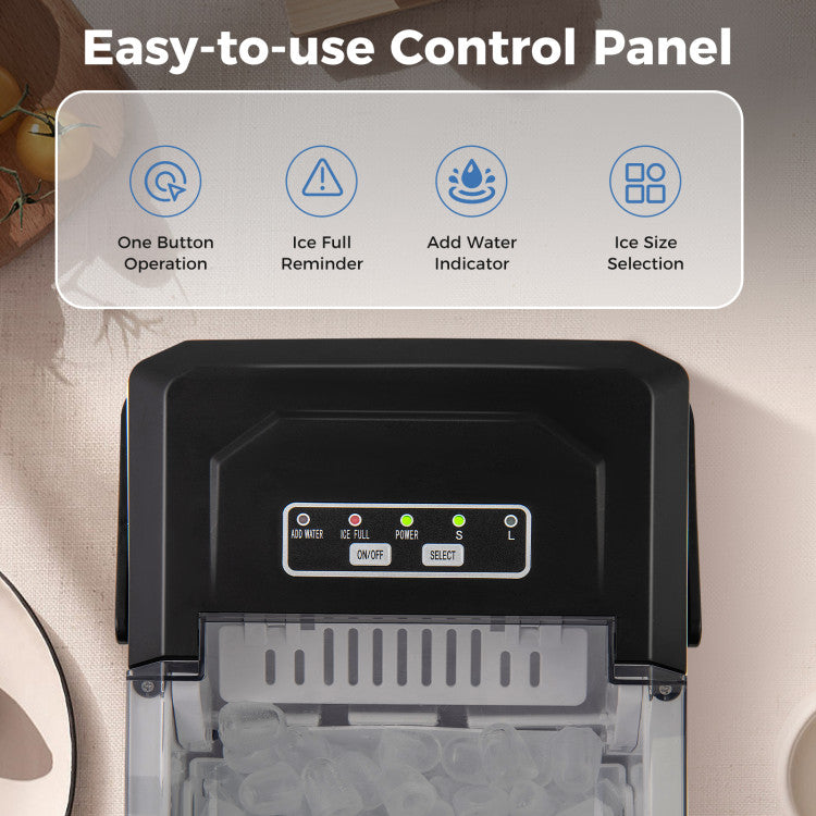 Ice Maker Countertop with Self-Cleaning for Home Kitchen Office Party