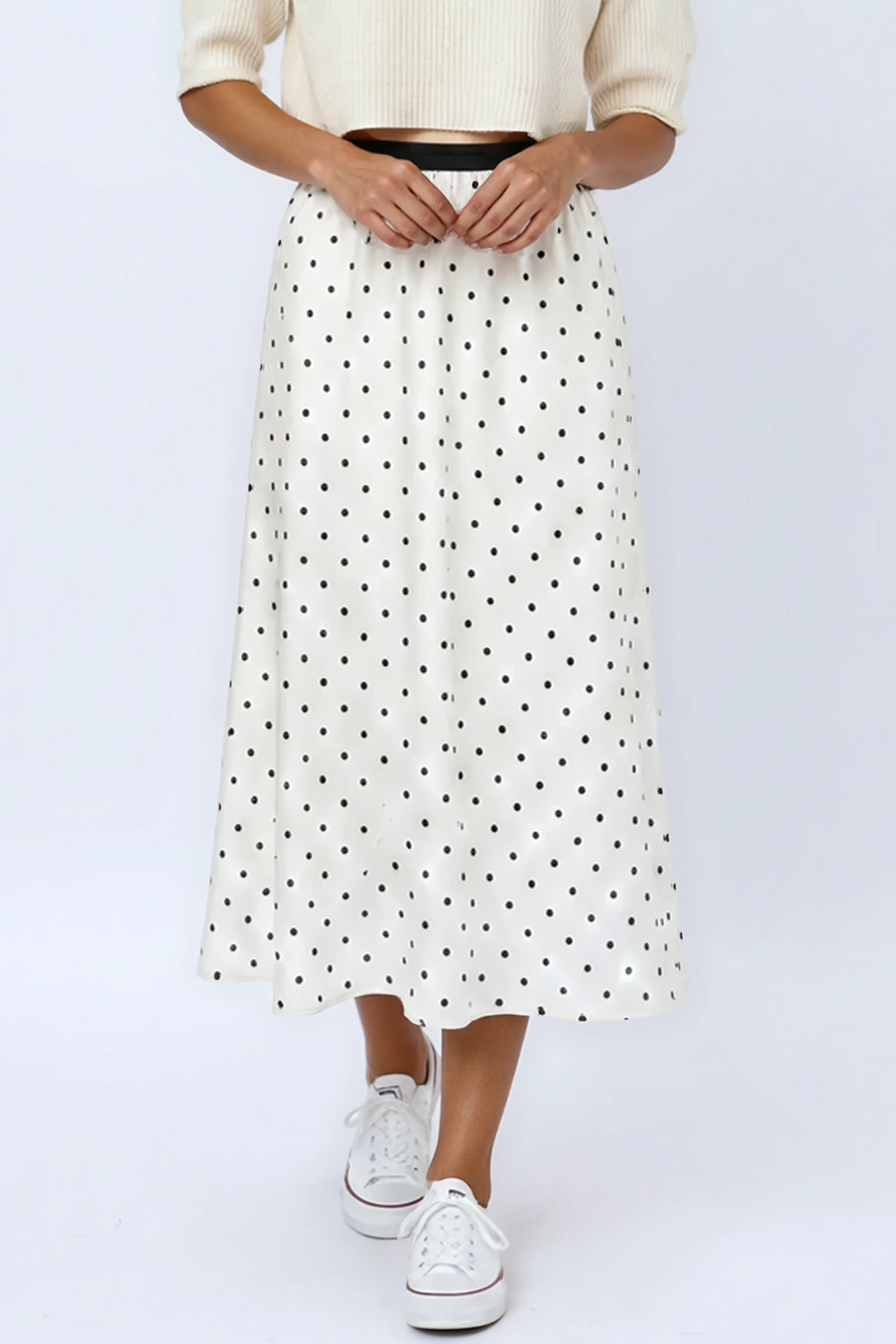 Vintage Polka Dot Midi Skirt
