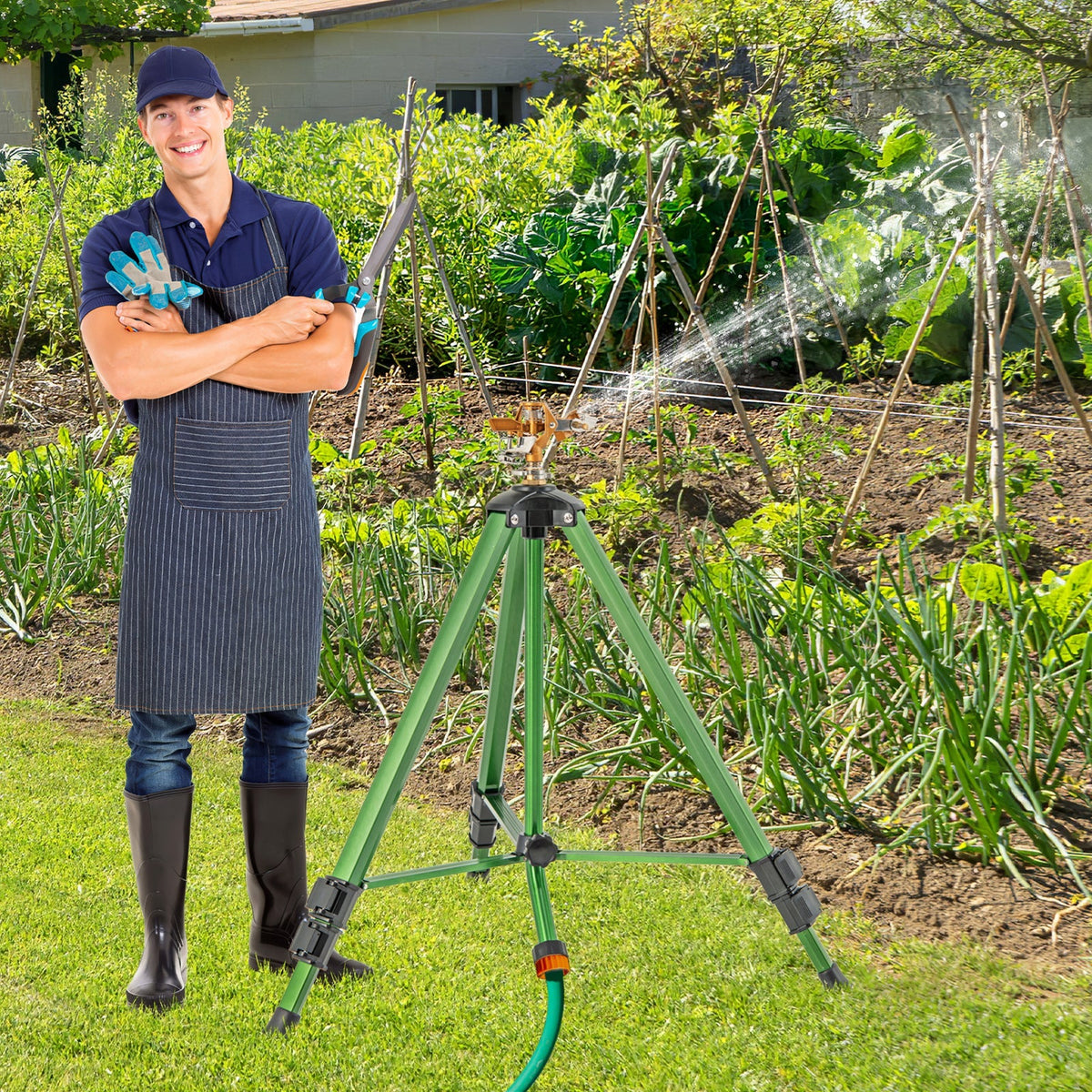 Impact Sprinkler on Tripod Base Set of 2 with 360 Degree Rotation