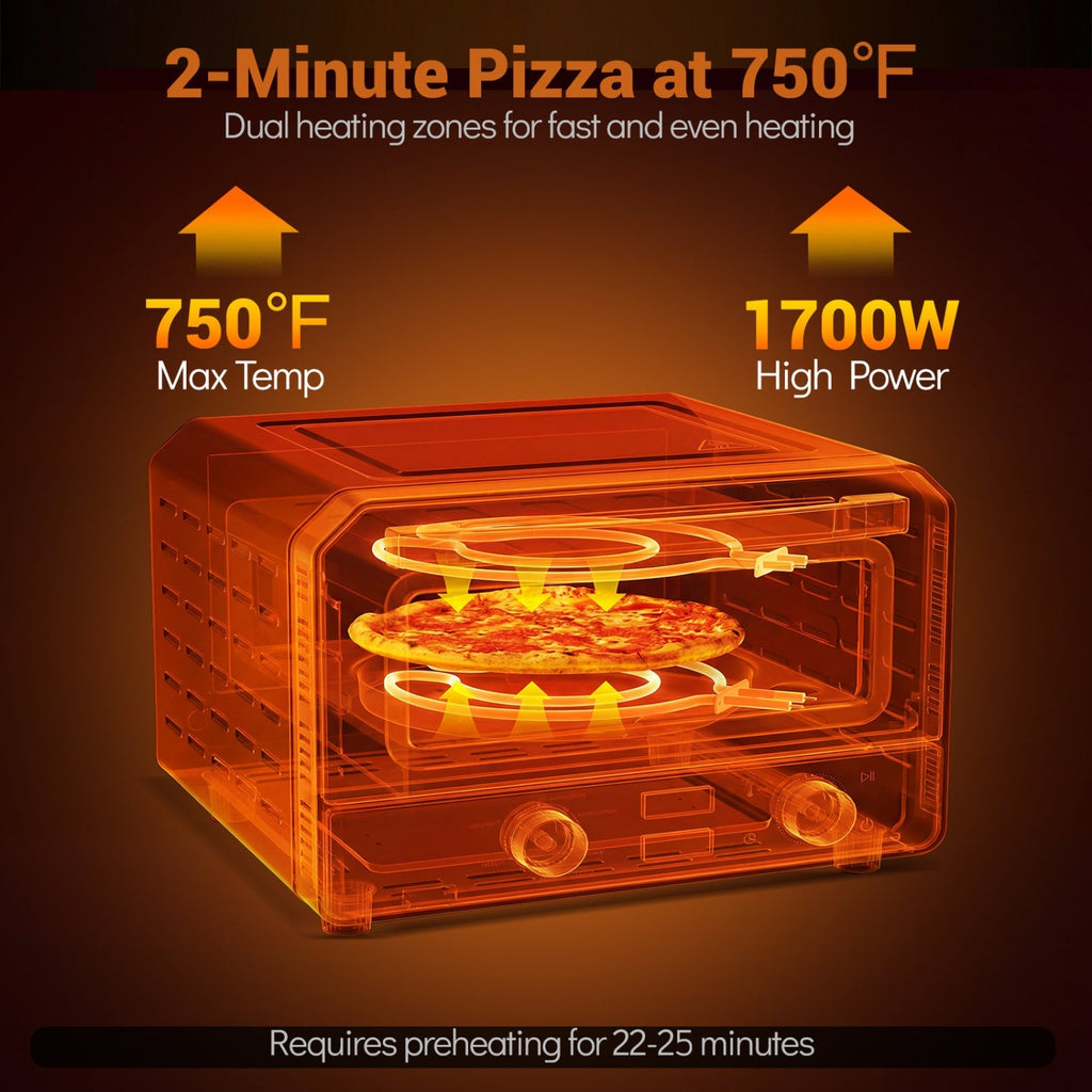 Indoor Electric Pizza Oven Countertop Pizza Oven for 12 Inch Pizzas-Black