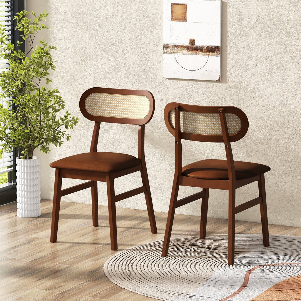Indoor Mid Century Wood Dining Chairs Set of 2 for Dining Room