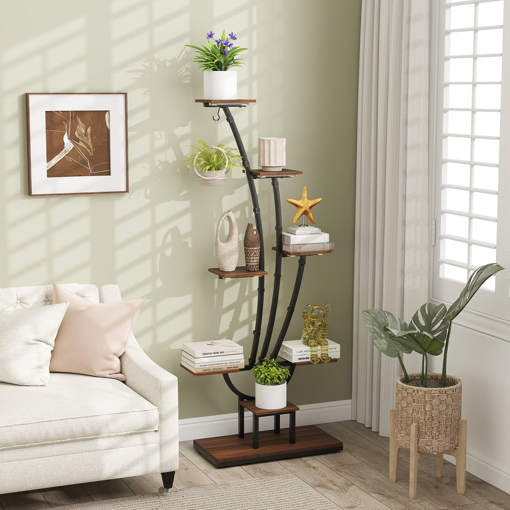 Indoor Plant Stand with Grow Lights Tall 8-Tier Corner Metal Plant Shelf
