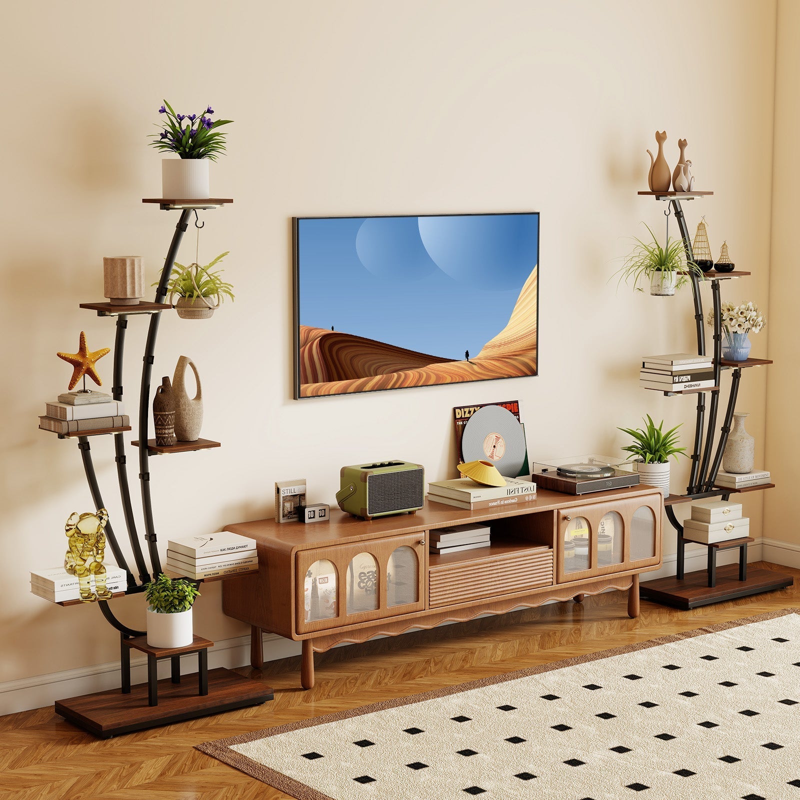 Indoor Plant Stand with Grow Lights Tall 8-Tier Corner Metal Plant Shelf