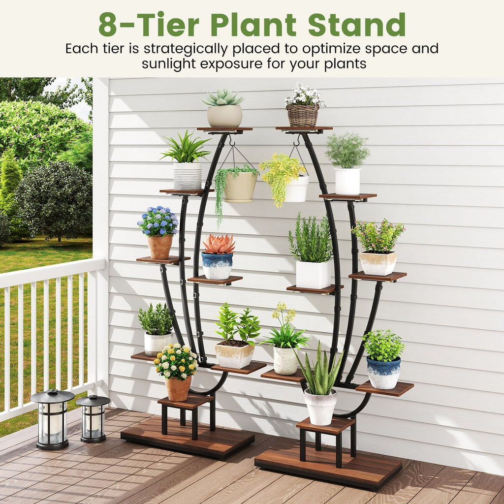 Indoor Plant Stand with Grow Lights Tall 8-Tier Corner Metal Plant Shelf