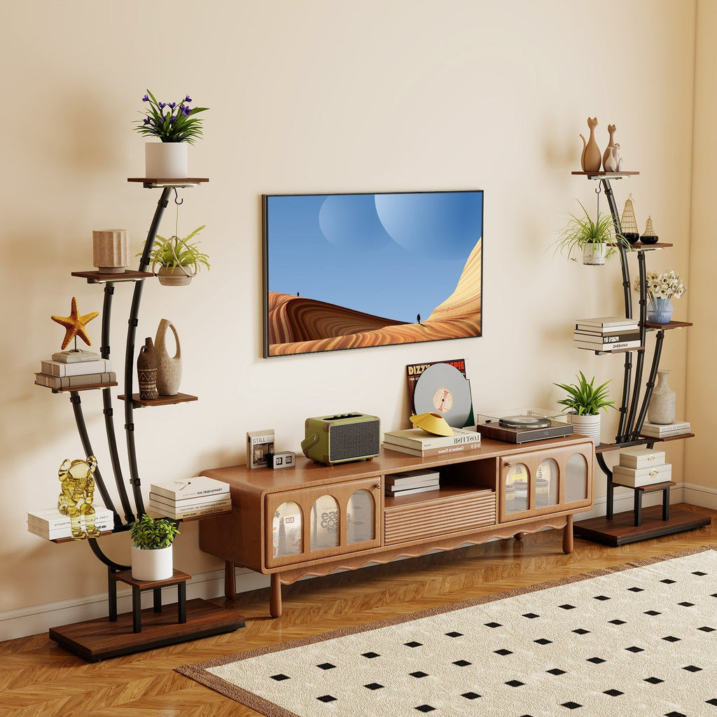 Indoor Plant Stand with Grow Lights Tall 8-Tier Corner Metal Plant Shelf