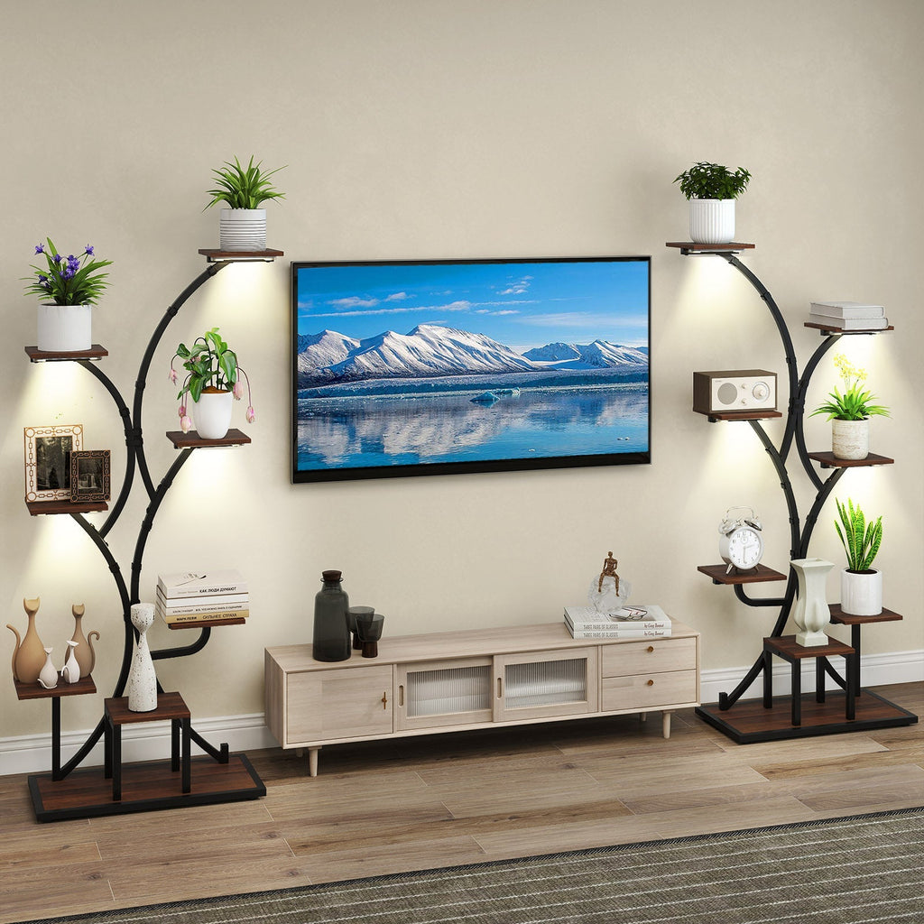 Indoor Plant Stand with Grow Lights 58" Tall 8-Tier Corner Metal Plant Shelf