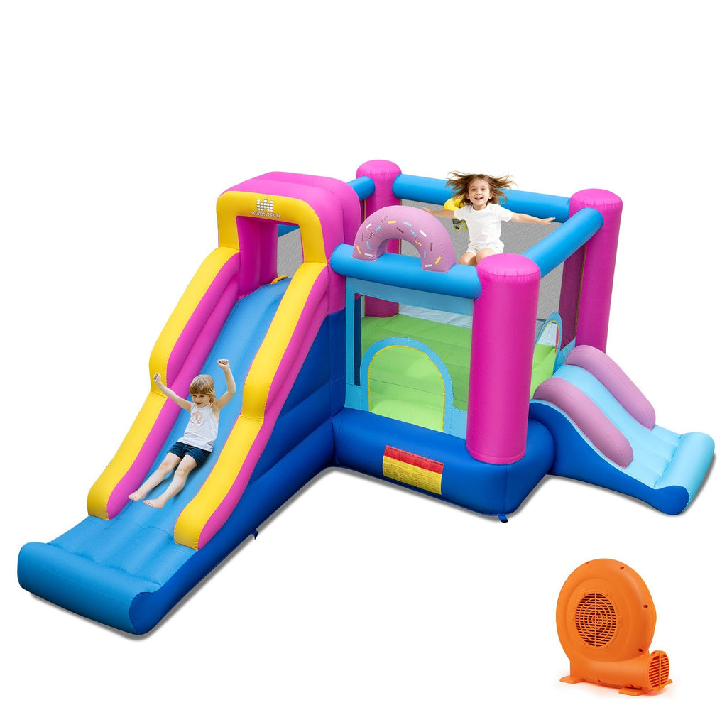 Inflatable Bounce House with Slides and Basketball Hoop (with 750W Blower)