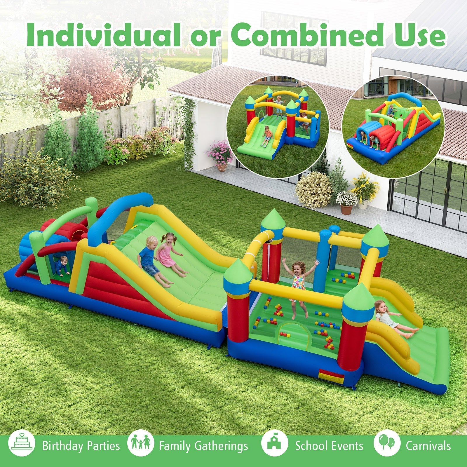 Inflatable Bounce House Blow up Jumping Bouncer with 750W Blowers