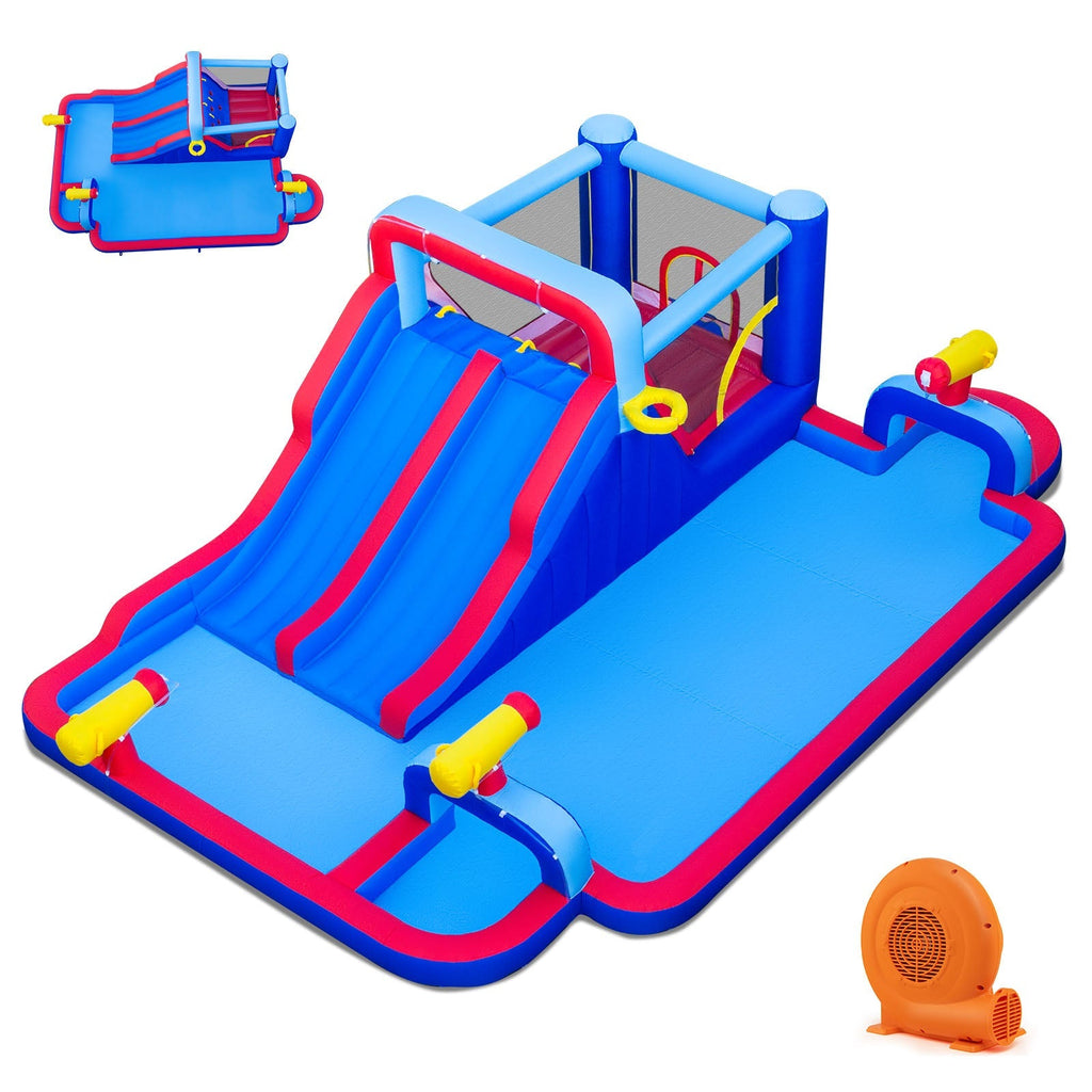 Inflatable Bounce House with 2 Water Slides and 3 Water Cannons With 680W Blower