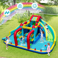 Inflatable Double Water Slide Park with 750W Blower and Obstacle Course