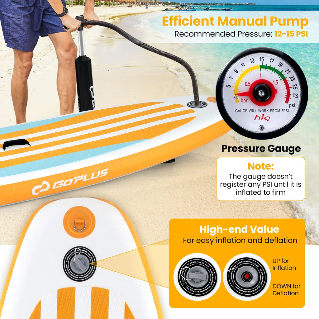 Inflatable Stand up Paddle Board with Adjustable Paddle and 3 Fins for Adults and Youths