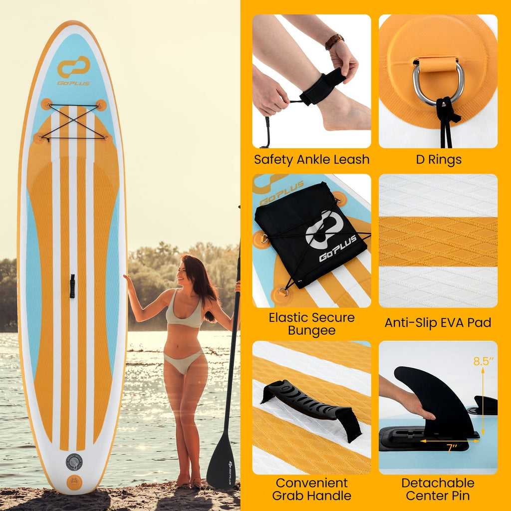 Inflatable Stand up Paddle Board with Adjustable Paddle and 3 Fins for Adults and Youths