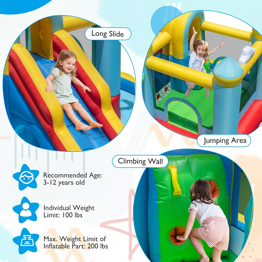 Inflatable Water Slide Giant Water Park with Long Slide 750W Blower