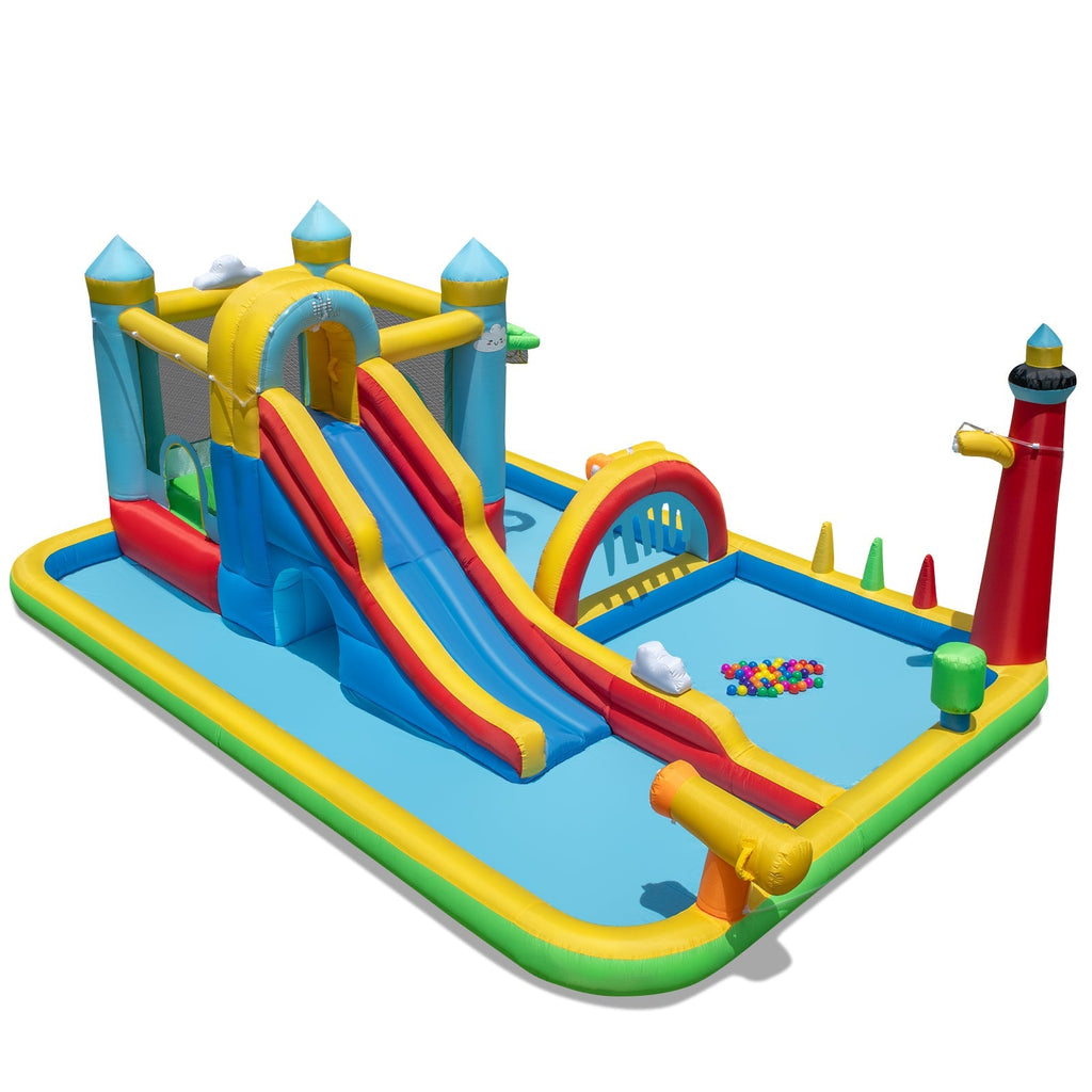 Inflatable Water Slide Giant Water Park with Long Slide Jumping Area