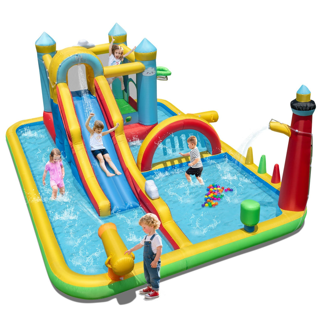 Inflatable Water Slide Giant Water Park with Long Slide Jumping Area