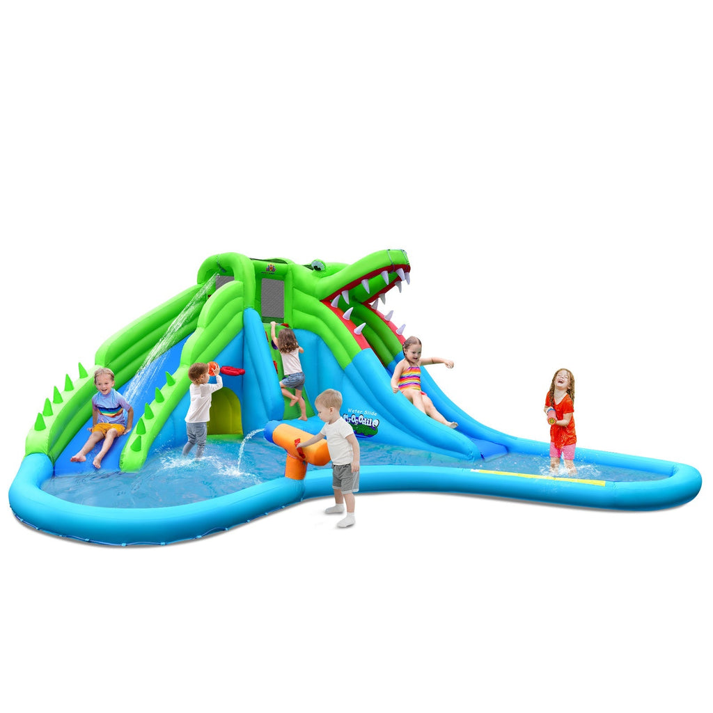 7-in-1 Inflatable Bounce House with Splashing Pool without Blower