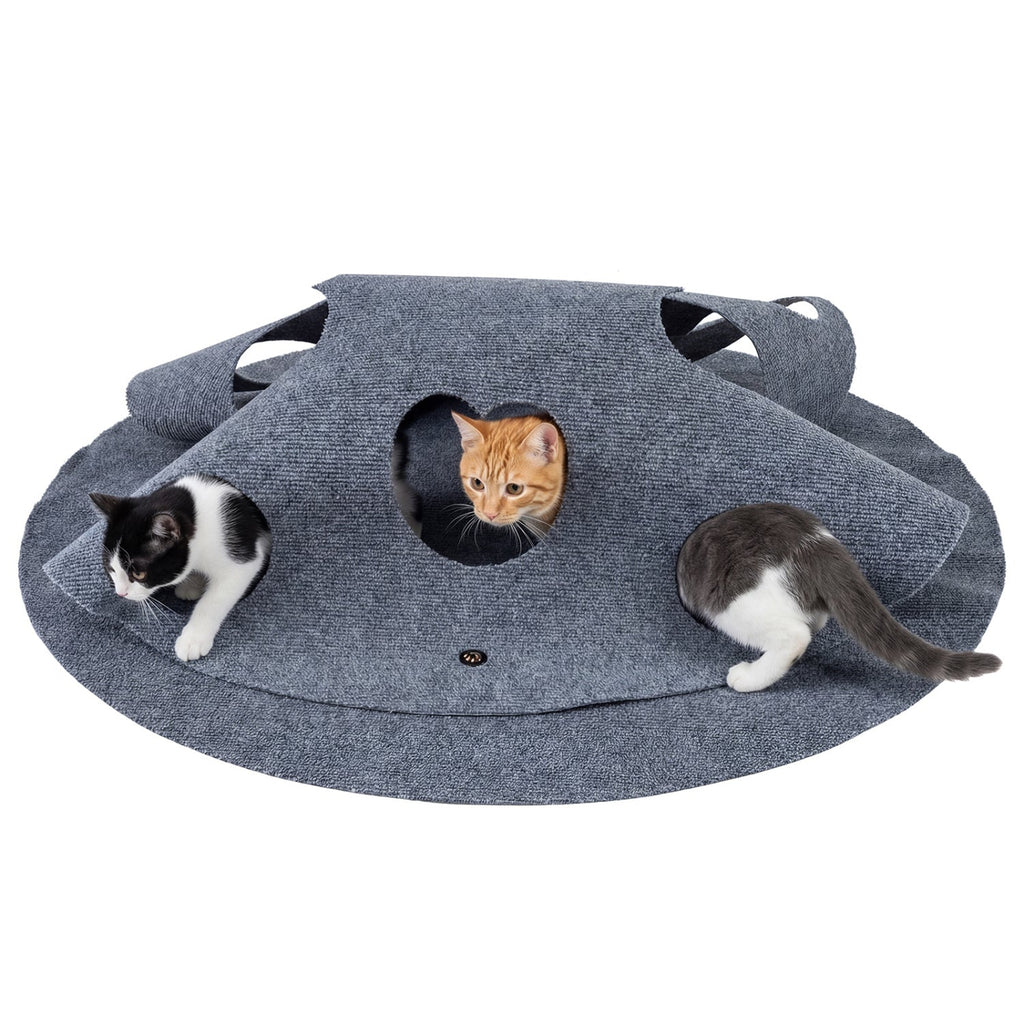 Interactive Foldable Cat Tunnel for Indoor Cats 40‚Äù Round Large Enrichment Play Felt Mat