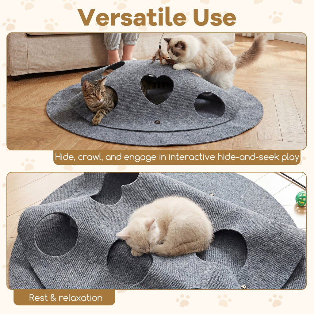 Interactive Foldable Cat Tunnel for Indoor Cats 40‚Äù Round Large Enrichment Play Felt Mat