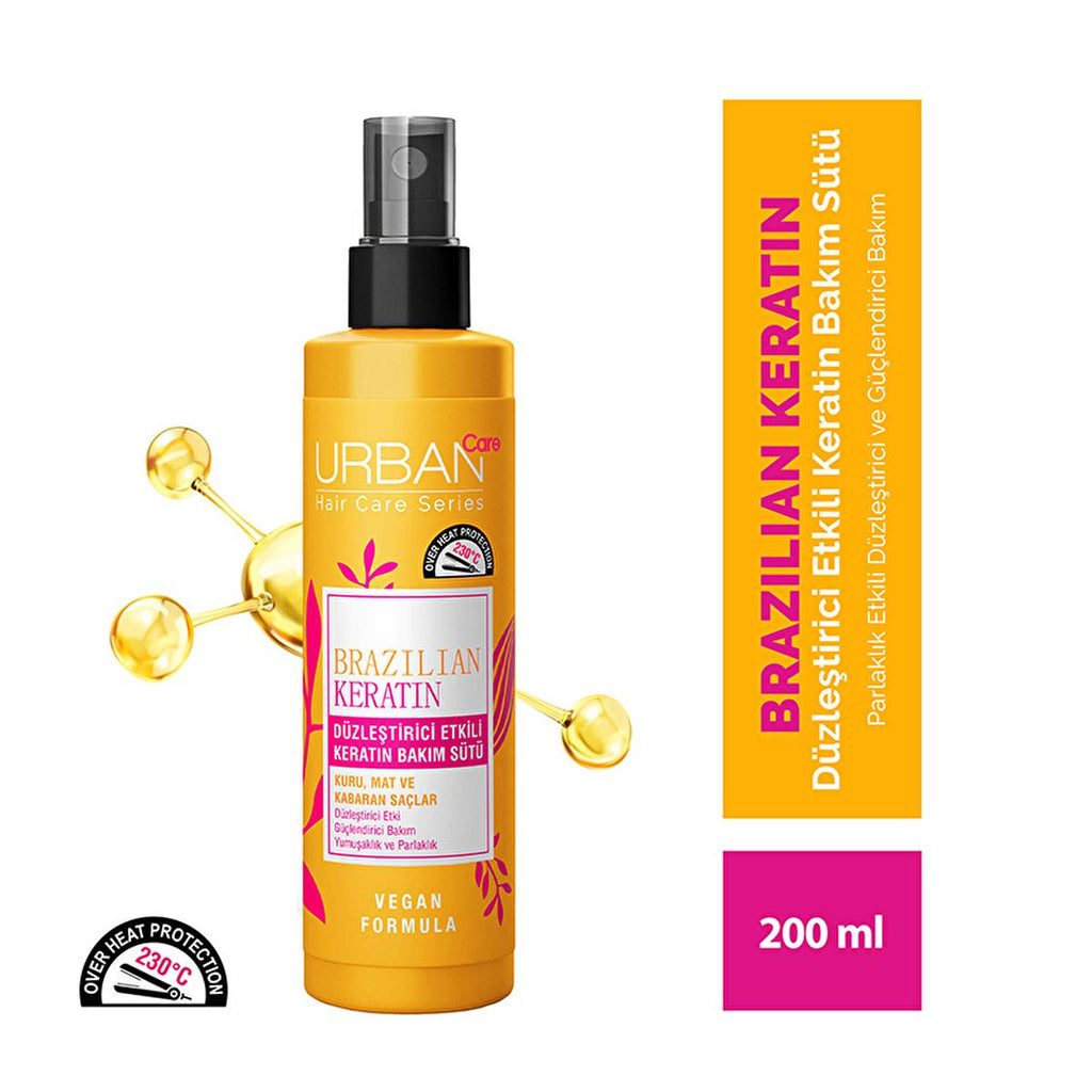 Urban Care Brazilian Keratin Hair Smoothing Milk: Heat Protection & Frizz Control, Vegan & UV Protection - Keratin Hair Treatment for Smooth, Straight Hair