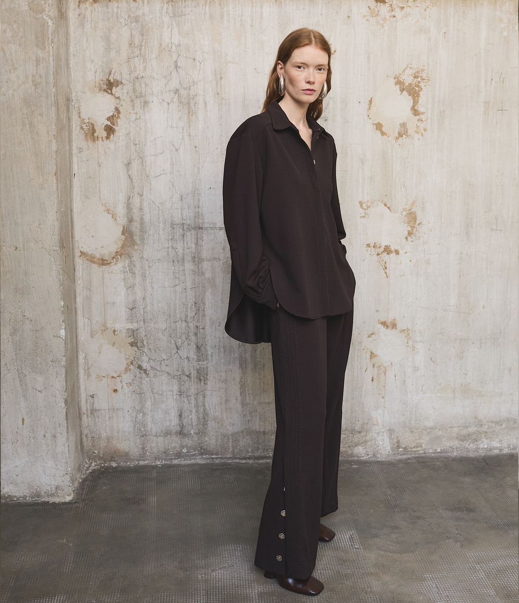 Fluid Jersey Blouse | Dark Chocolate