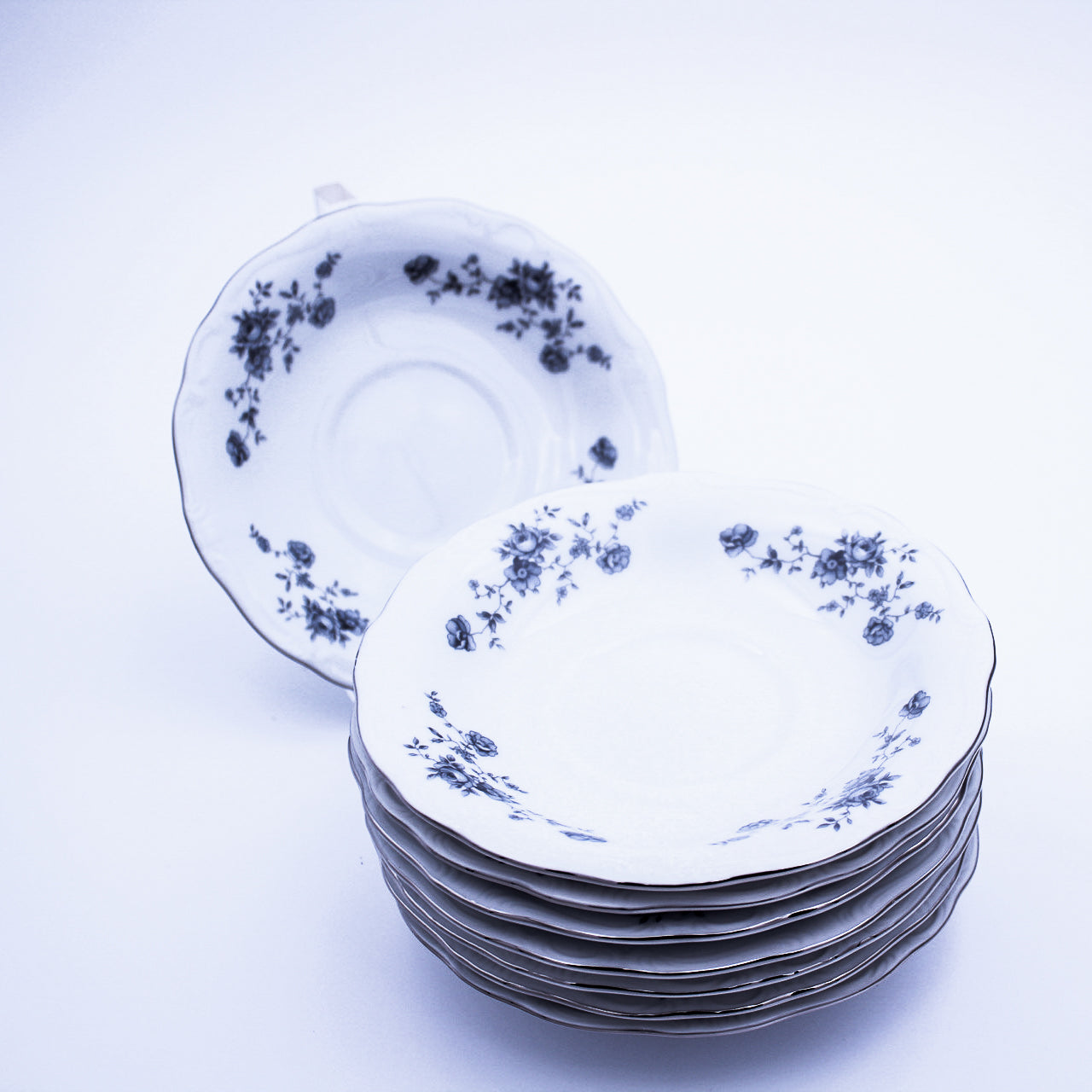 Johann Haviland Blue Garland Tea Saucers - Set of 8