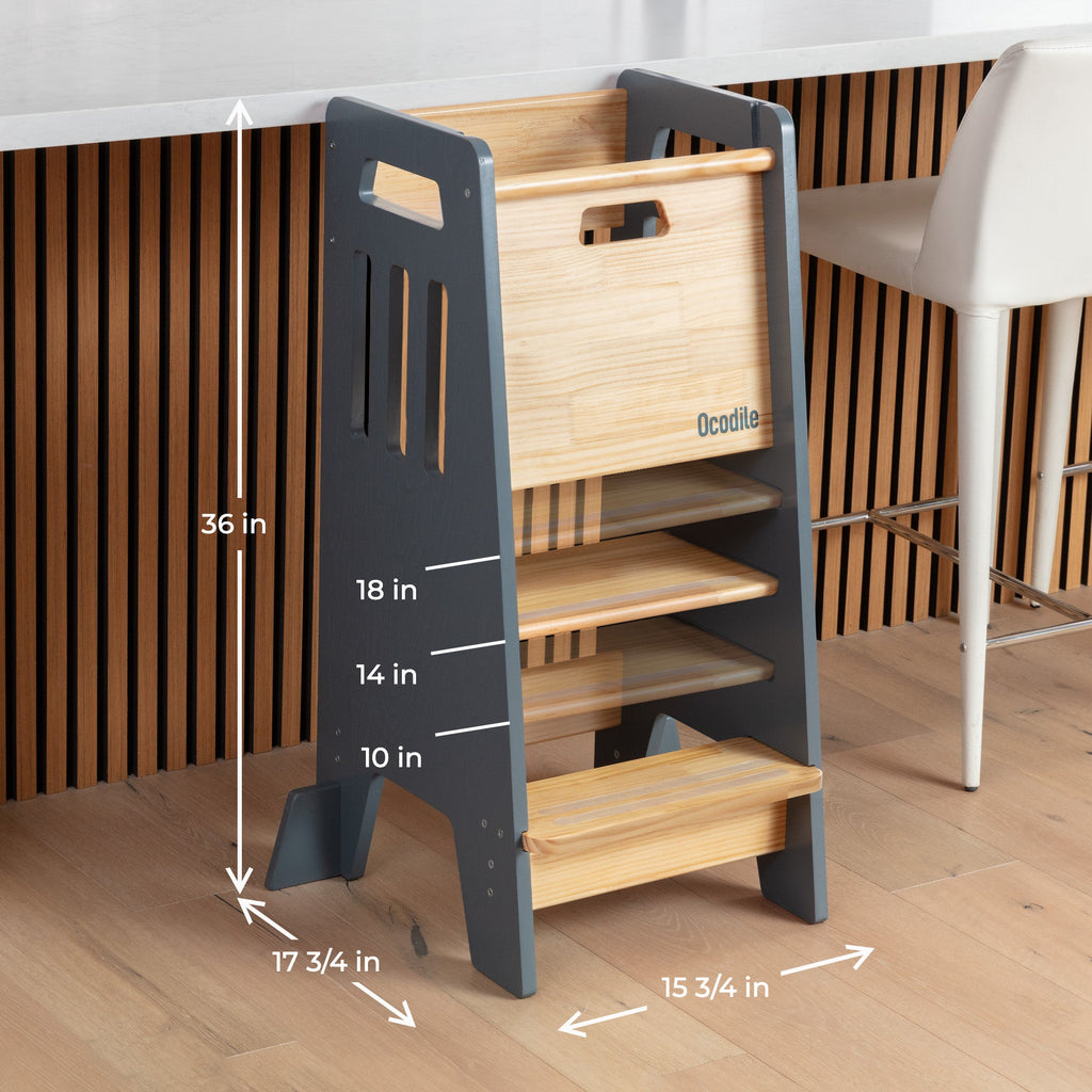 Standing Toddler Tower with Sliding Safety Door